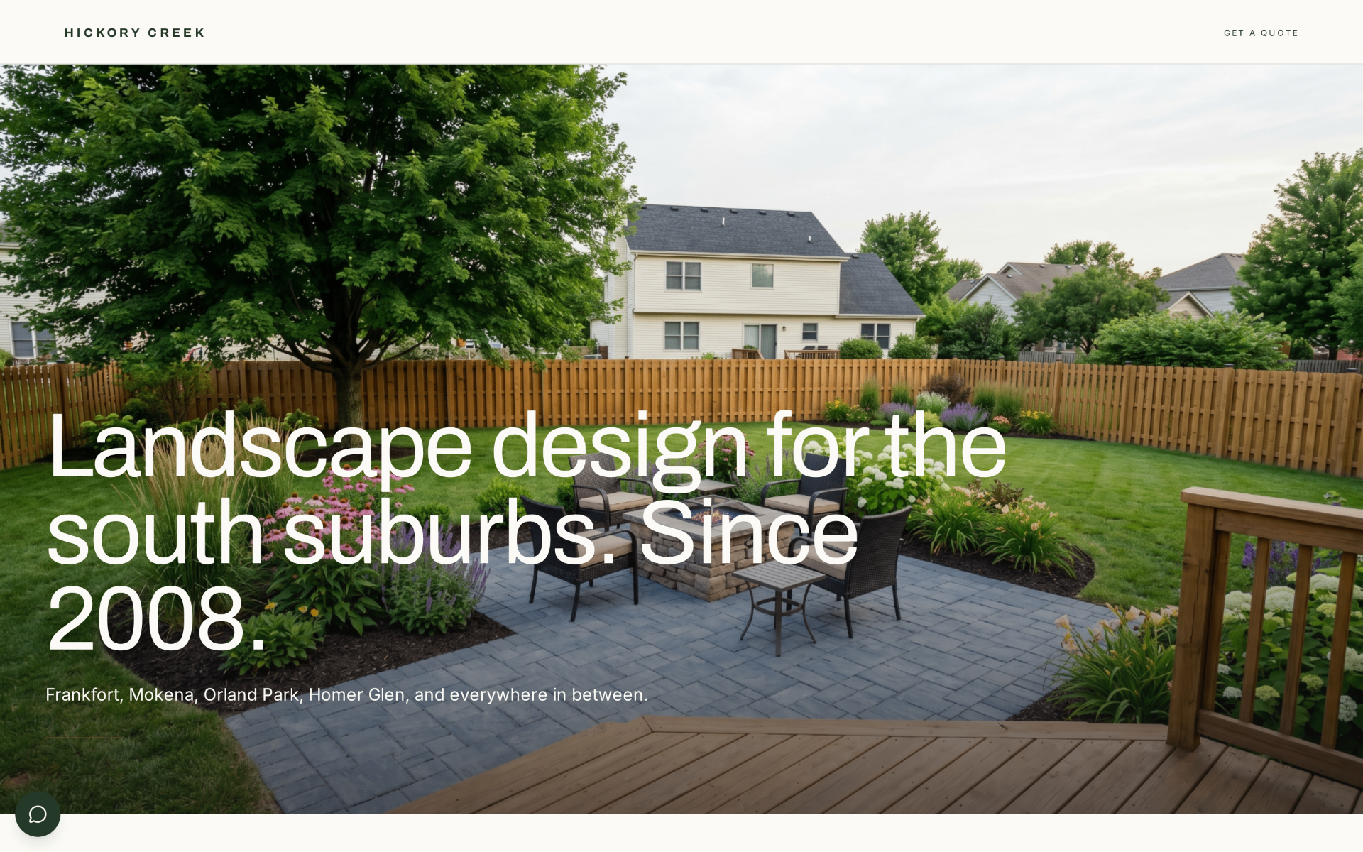 Hickory Creek Landscape sample site hero, desktop